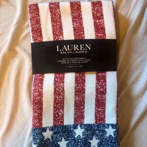 Ralph Lauren Set of 2 American Flag Kitchen Towels NEW!